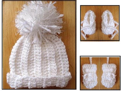 764 BABY BOOTIES, HAT, MITTENS,