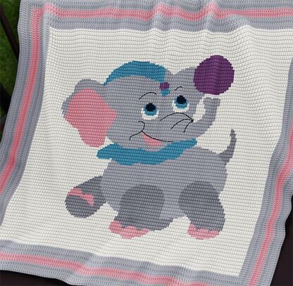 CROCHET Baby Blanket Pattern - Circus Baby Elephant