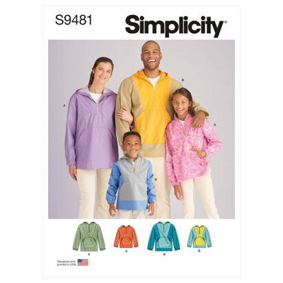 Simplicity Unisex Top Sized for Children, Teens, and Adults S9481 - Sewing Pattern, Size XS - L / XS - XL