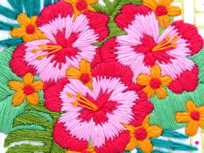 Oh Sew Bootiful Tropical Flowers Embroidery Kit - 6in