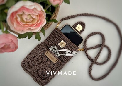 Phone bag with pocket Crochet pattern by Vivmade