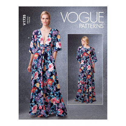 Vogue Misses' Deep-V Dresses with Self-Tie V1735 - Sewing Pattern