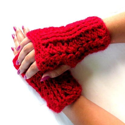 Ribbed fingerless mittens