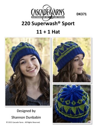 11 + 1 Hat in Cascade Yarns 220 Superwash Sport - DK371 - Downloadable PDF