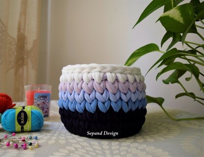 t-shirt yarn basket lovely blue