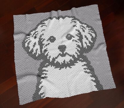 Beginner-friendly Poodle Blanket C2C CROCHET PATTERN Dog Face Throw Chart JPG PDF