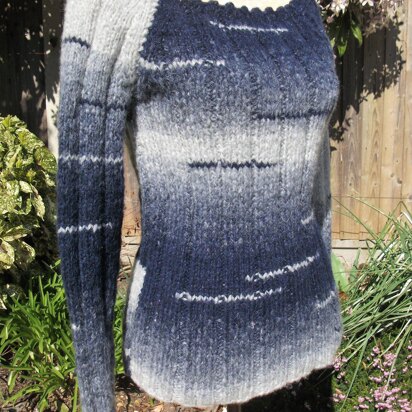 Ribbed Sweater with Wide Scoop Neck