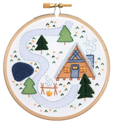 Hawthorn Handmade Log Cabin Mini Embroidery Kit - 10.2cm