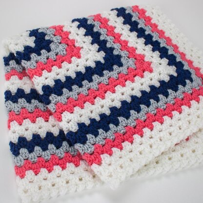 Modern Preppy Infinity Granny Square Crochet Blanket