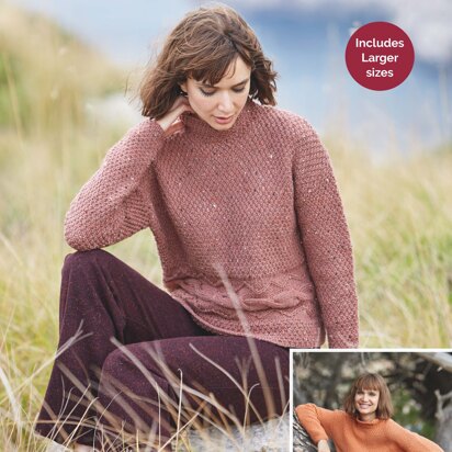 Sweater in Hayfield Bonus Aran Tweed with Wool - 8227 - Downloadable PDF