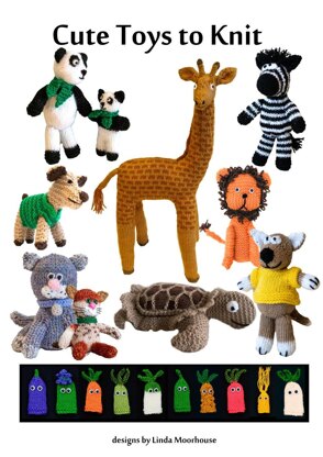 Cute Toys to Knit 1 - lion, panda, cat, mouse, giraffe, turtle, dog, zebra