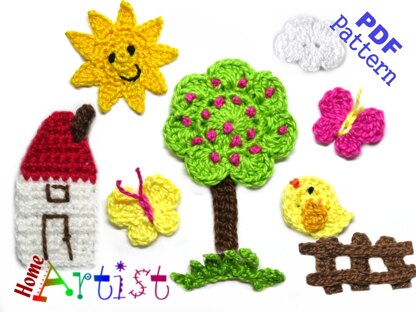 Tree set 02 Crochet Applique