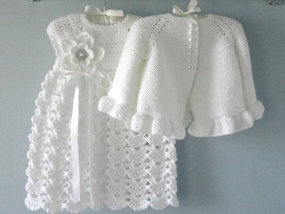 Knit Crochet PATTERN Newborn Baby Girl Clothes Jacket and Dress