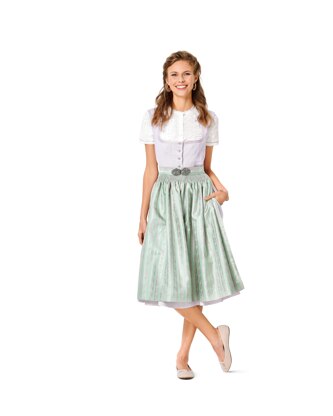 Burda Style Misses' Jumper Dress in Dirndl-Style, Blouse and Apron B6268 - Paper Pattern, Size 8-18