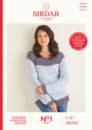 Ladies Sweater in Sirdar No.1 Stonewashed Aran - 10106 - Leaflet