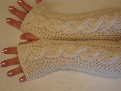 Alpaca Fingerless gloves Mittens Cable Arm Warmers