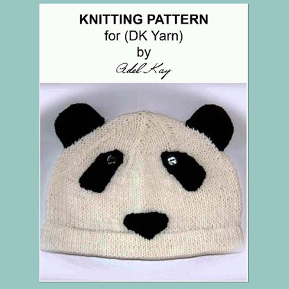 Ke Panda Animal Bear Beanie SKi Cap Ladies Childrens Cute Hat Knitting Pattern by Adel Kay