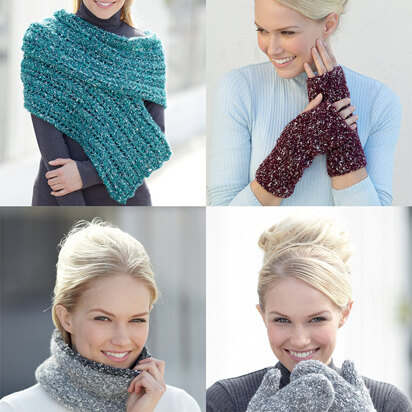 Wrap, Wrist Warmers, Mittens and Snood in Sirdar Bouffle - 7387 - Downloadable PDF