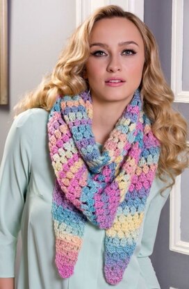 Cluster Stitch Wrap in Red Heart Boutique Unforgettable - LW3619