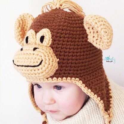 Monkey Earflap Animal Hat Crochet Pattern