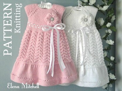 Knitting PATTERN Christening Baby Dress Knitted Baby Dress