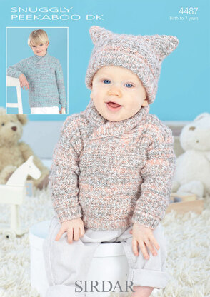 Sweater and T-Bag Hat in Sirdar Peekaboo DK - 4487 - Downloadable PDF