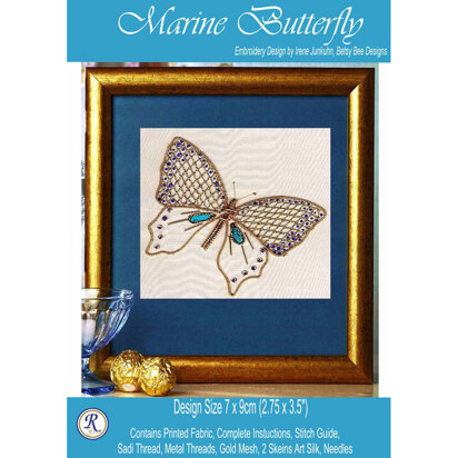 Rajmahal Marine Butterfly Printed Embroidery Kit - 7 x 9 cm