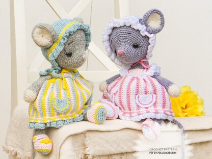 Doll Clothes, Crochet Pattern - Outfit Easter Mouse