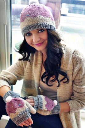 Sweeter Than a Cupcake Hat and Fingerless Mitten Set in Girls and Adult Sizes