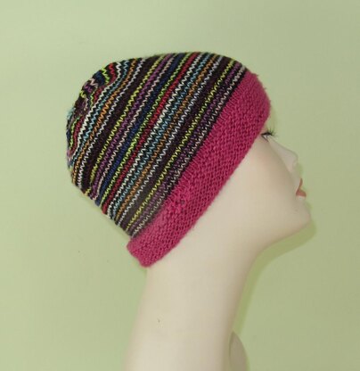 Himalaya Stripe Beanie Hat Circular knitting pattern