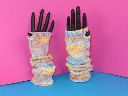 Self Striping Fingerless Slouch Gloves