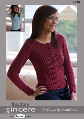 Cardigan with Textured Bands Long or Short Sleeved in Twilleys Freedom Sincere - 9098