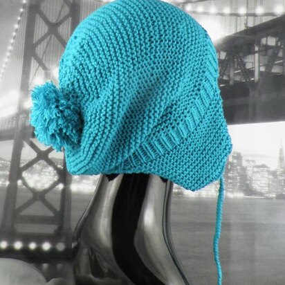 Bobble Garter Stitch Trapper Slouch Hat