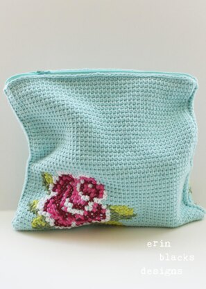 Cotton Pink Rose Bloom Clutch (11" x 11") (tunisian007)