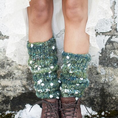 Chelsea Morning Legwarmers in Knit Collage Daisy Chain