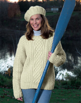 Knitted Aran Sweater in Lion Brand Fishermen's Wool - 1101A