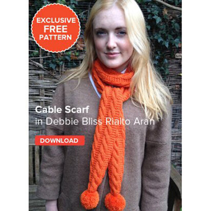 "Cable Scarf" - Scarf Knitting Pattern For Women in Debbie Bliss Rialto Aran
