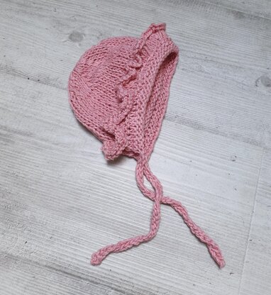 Baby Bonnet with Frill Trim PDF Knitting Pattern, 0-12 months