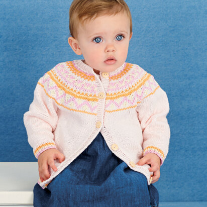 Jacket with fairisle Yoke in Rico Baby Cotton Soft DK - 396 - Downloadable PDF