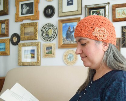 Long Double Crochet Hat with Flower