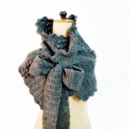 Grey Titanium Wrap Neck Warmer Cowl with Bow Ties