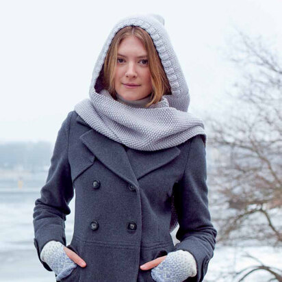 "Insvept Hood And Scarf" - Scarf Knitting Pattern For Women in MillaMia Naturally Soft Merino