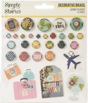 Simple Stories Going Places Decorative Brads 30/Pkg - 619703