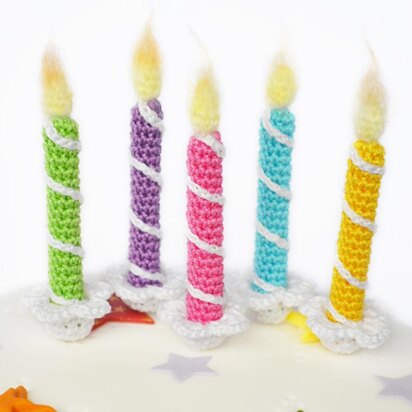 Birthday candles. Crochet cake topper. Realistic crochet candles. Cupcake candles