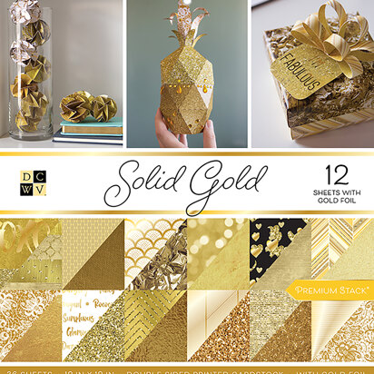 American Crafts DCWV Double-Sided Cardstock Stack 12"X12" 36/Pkg - Solid Gold, 18 Designs/2 Each