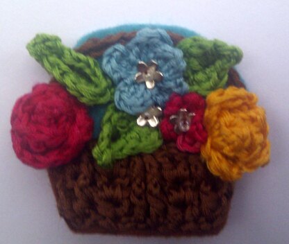 Basket of Flowers Retro Brooch