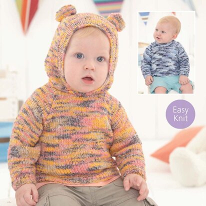 Hooded and Round Neck Sweaters in Sirdar Snuggly Jolly - 4722 - Downloadable PDF