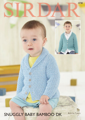 Shawl Collar and V Neck Cardigans in Sirdar Snuggly Baby Bamboo DK - 4730 - Downloadable PDF