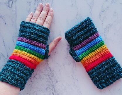 Springtime Rainbow Fingerless Gloves