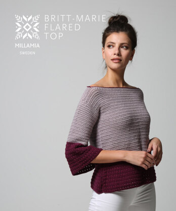 Britt-Marie Flared Top - Crochet Pattern For Women in MillaMia Naturally Soft Aran